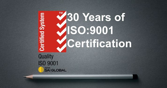 30 Years Of ISO9001 Certification