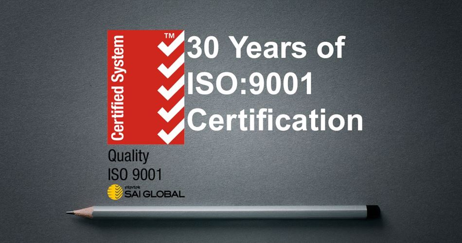 30 Years Of ISO9001 Certification